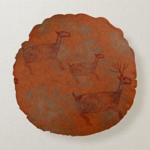 Südwest-Canyons Kupferfarbene Hirsch-Petroglyphen Rundes Kissen