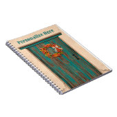 Südwest Chile Kranz an der rustikalen blauen Holzt Notizblock (Rechte Seite)