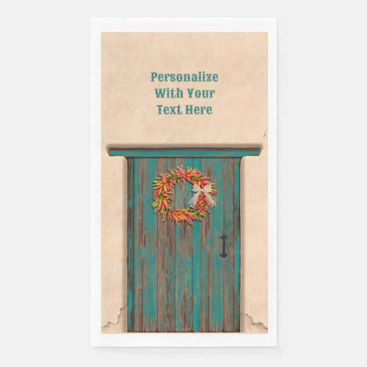 Südwest Chile Kranz an der rustikalen blauen Holzt Serviette (Vorderseite)