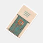 Südwest Chile Kranz an der rustikalen blauen Holzt Serviette (Ecke)