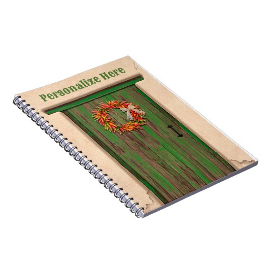 Südwest Chile Kranz an der rustikalen grünen Holzt Notizblock (Rechte Seite)