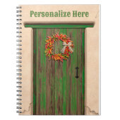 Südwest Chile Kranz an der rustikalen grünen Holzt Notizblock (Vorderseite)