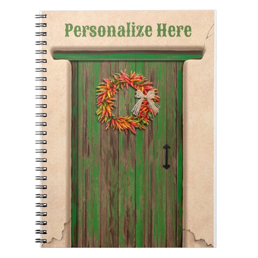 Südwest Chile Kranz an der rustikalen grünen Holzt Notizblock (Vorderseite)