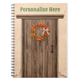 Südwest Chile Kranz an der rustikalen Holztür Notizblock