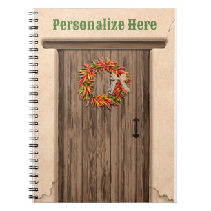 Südwest Chile Kranz an der rustikalen Holztür Notizblock