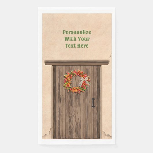 Südwest Chile Kranz an der rustikalen Holztür Serviette (Vorderseite)