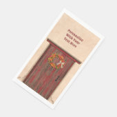 Südwest Chile Kranz an der rustikalen Roten Holztü Serviette (Ecke)