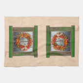 Südwest Chile Kranz auf rustikalem Grün-Holzfenste Geschirrtuch (Horizontal)