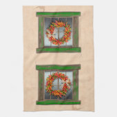 Südwest Chile Kranz auf rustikalem Grün-Holzfenste Geschirrtuch (Vertikal)