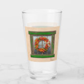 Südwest Chile Kranz auf rustikalem Grün-Holzfenste Glas (Rückseite)