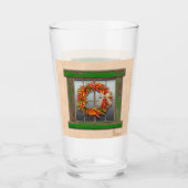 Südwest Chile Kranz auf rustikalem Grün-Holzfenste Glas (Vorderseite)