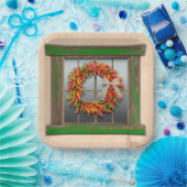 Südwest Chile Kranz auf rustikalem Grün-Holzfenste Pappteller (Party)