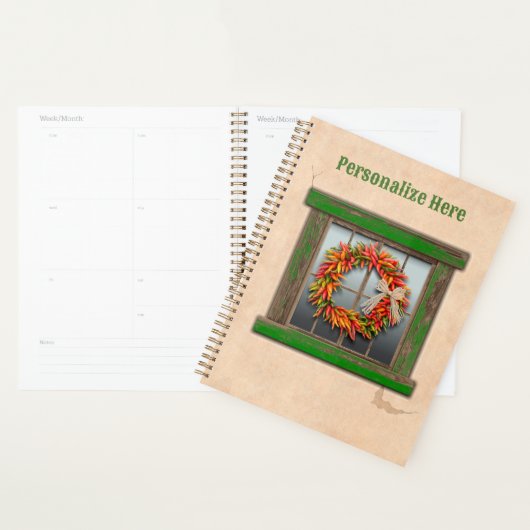 Südwest Chile Kranz auf rustikalem Grün-Holzfenste Planer (Anzeige)