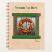 Südwest Chile Kranz auf rustikalem Grün-Holzfenste Planer (Vorderseite)