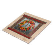 Südwest Chile Kranz auf Rustikalem Rotes Holzfenst Fliese (Seite)