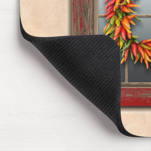 Südwest Chile Kranz auf Rustikalem Rotes Holzfenst Mousepad (Ecke)