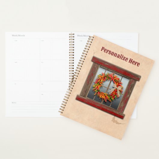 Südwest Chile Kranz auf Rustikalem Rotes Holzfenst Planer (Anzeige)