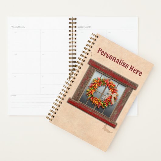 Südwest Chile Kranz auf Rustikalem Rotes Holzfenst Planer (Anzeige)