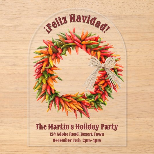 Südwest Chile Kreath Personalisiert Transparent Acryleinladungen (Vorderseite)