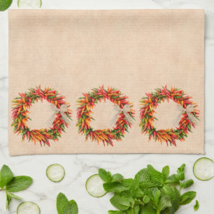 Südwest Chile Ristra Wreath auf Adobe Wall Geschirrtuch