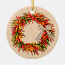 Südwest Chile Ristra Wreath auf Adobe Wall Keramik Ornament