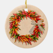 Südwest Chile Ristra Wreath auf Adobe Wall Keramik Ornament (Hinten)