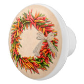 Südwest Chile Ristra Wreath auf Adobe Wall Keramikknauf (Rechts)