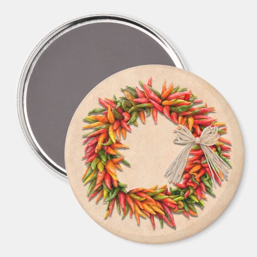 Südwest Chile Ristra Wreath auf Adobe Wall Magnet (Vorderseite/Rückseite)