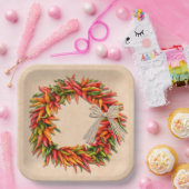 Südwest Chile Ristra Wreath auf Adobe Wall Pappteller (Party)