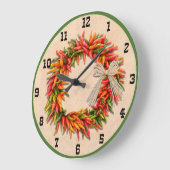 Südwest Chile Ristra Wreath mit Western-Nummern Große Wanduhr (Winkel)