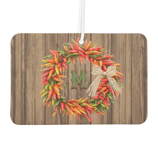 Südwest Chile Ristra Wreath Personalisiert Initial Autolufterfrischer (Rückseite)