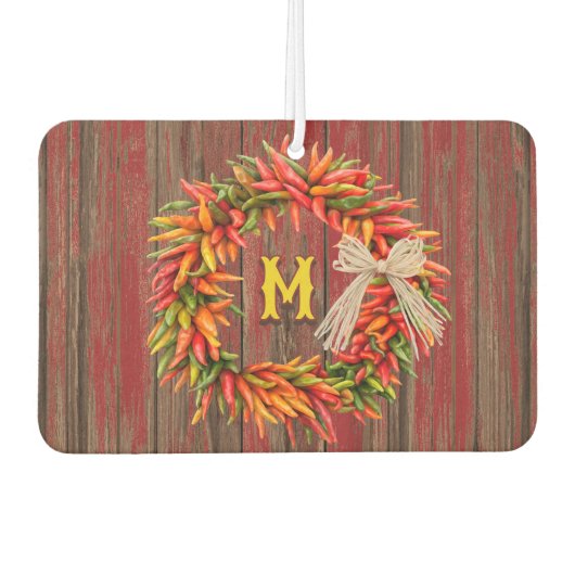 Südwest Chile Ristra Wreath Personalisiert Initial Autolufterfrischer (Vorderseite)