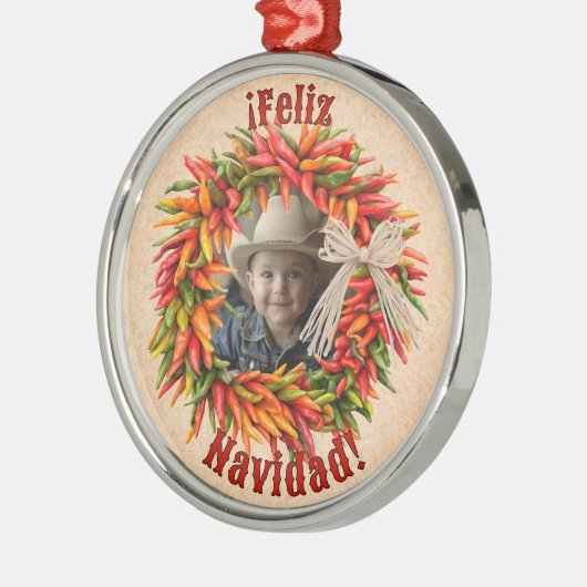 Südwest Chile Ristra Wreath Personalisiert Ornament Aus Metall (Links)