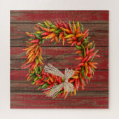 Südwest Chile Ristra Wreath Weathered Red Wood Puzzle (Horizontal)