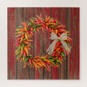Südwest Chile Ristra Wreath Weathered Red Wood Puzzle (Vertikal)