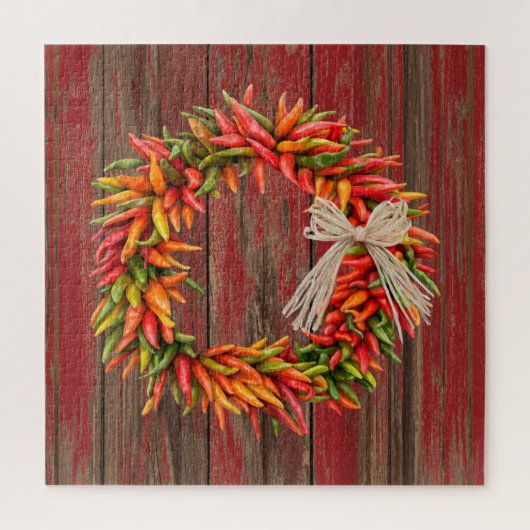 Südwest Chile Ristra Wreath Weathered Red Wood Puzzle (Vertikal)