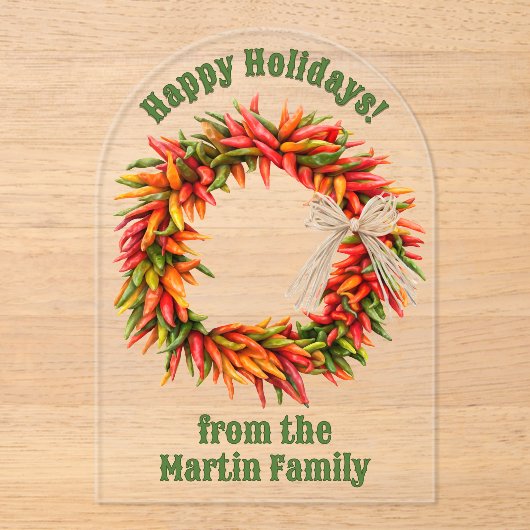 Südwest Chile Wreath Personalisiert Grußkarte Acryleinladungen (Vorderseite)