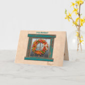 Südwest Chile Wreath Rustic Blue Window Holiday Karte (Gelbe Blume)