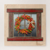 Südwest Chile Wreath Weathered Red Wood Window Puzzle (Vertikal)