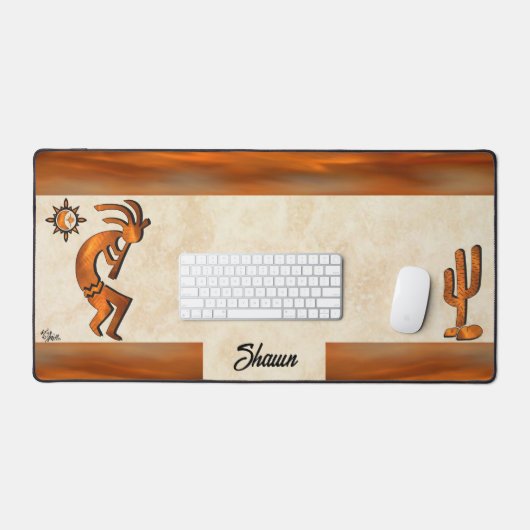 Südwest Copper Kokopelli and Cactus Schreibtischunterlage (Tastatur & Maus)