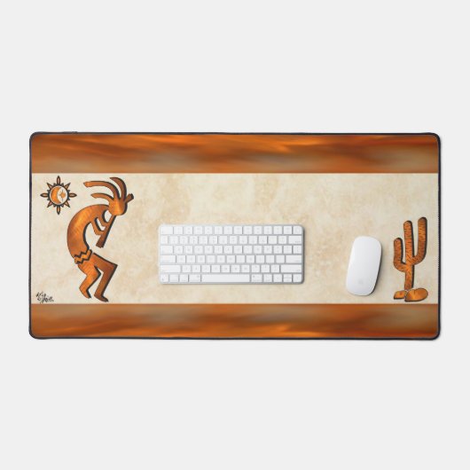 Südwest Copper Kokopelli and Cactus Schreibtischunterlage (Tastatur & Maus)