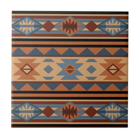 Südwest Design Adobe Gray Brown Tribal Muster Fliese (Vorderseite)