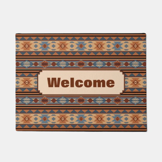Südwest Design Adobe Gray Brown Tribal Muster Fußmatte (Vorderseite)