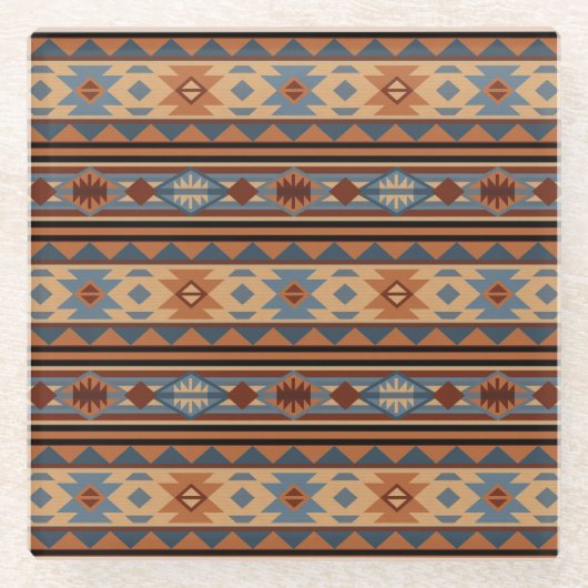 Südwest Design Adobe Gray Brown Tribal Muster Glasuntersetzer (Vorderseite)