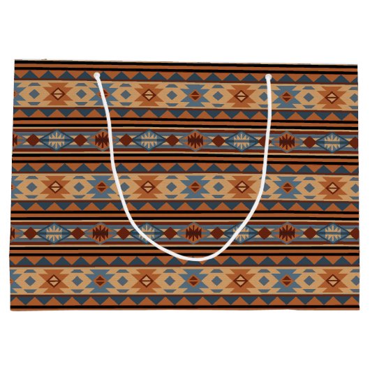 Südwest Design Adobe Gray Brown Tribal Muster Große Geschenktüte (Rückseite)