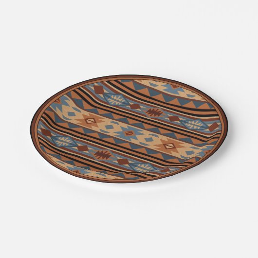 Südwest Design Adobe Gray Brown Tribal Muster Pappteller (Schrägansicht)