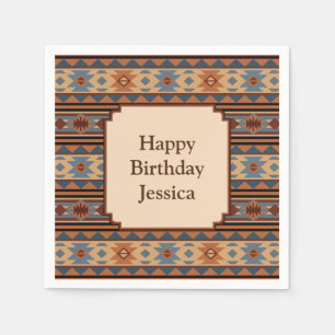 Südwest Design Adobe Gray Brown Tribal Muster Serviette