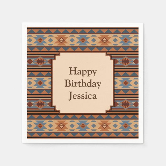 Südwest Design Adobe Gray Brown Tribal Muster Serviette (Vorderseite)