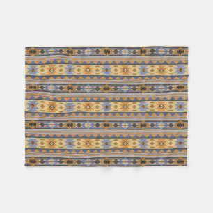 Südwest Design Gold Blue Grau Tribal Muster Fleecedecke