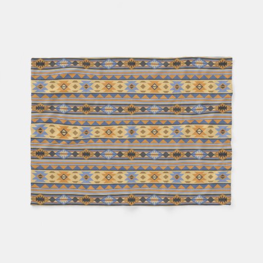 Südwest Design Gold Blue Grau Tribal Muster Fleecedecke (Vorderseite (Horizontal))